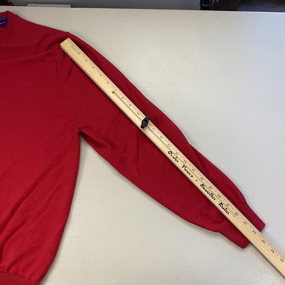 Alan Flusser Sweater Mens XL Red Cotton Cashmere V Neck Old Money Academia Prep - Picture 5 of 11